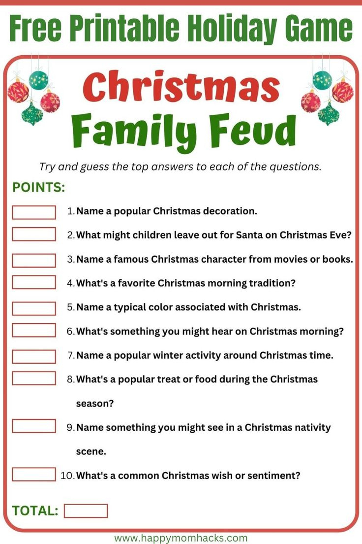 Free Printable Christmas Family Feud Game Questions & Answers within Free Printable Christmas Family Feud Questions And Answers