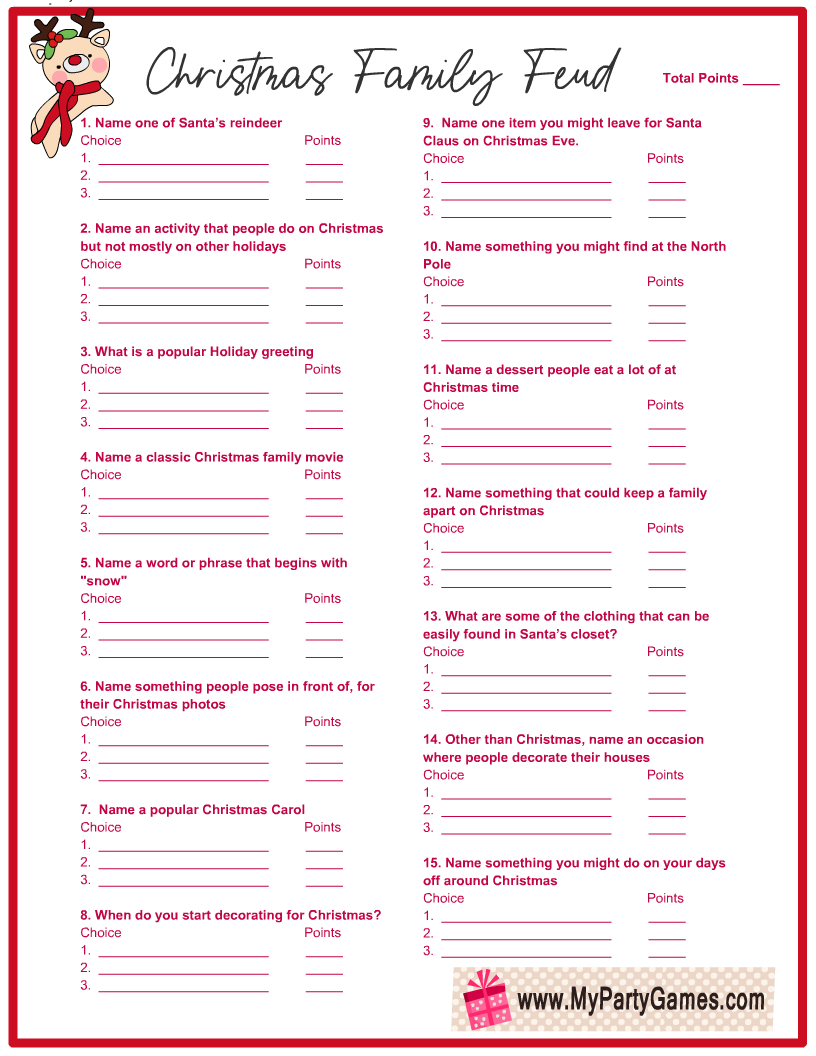 Free Printable Christmas Family Feud Game with Free Printable Christmas Family Feud Questions And Answers