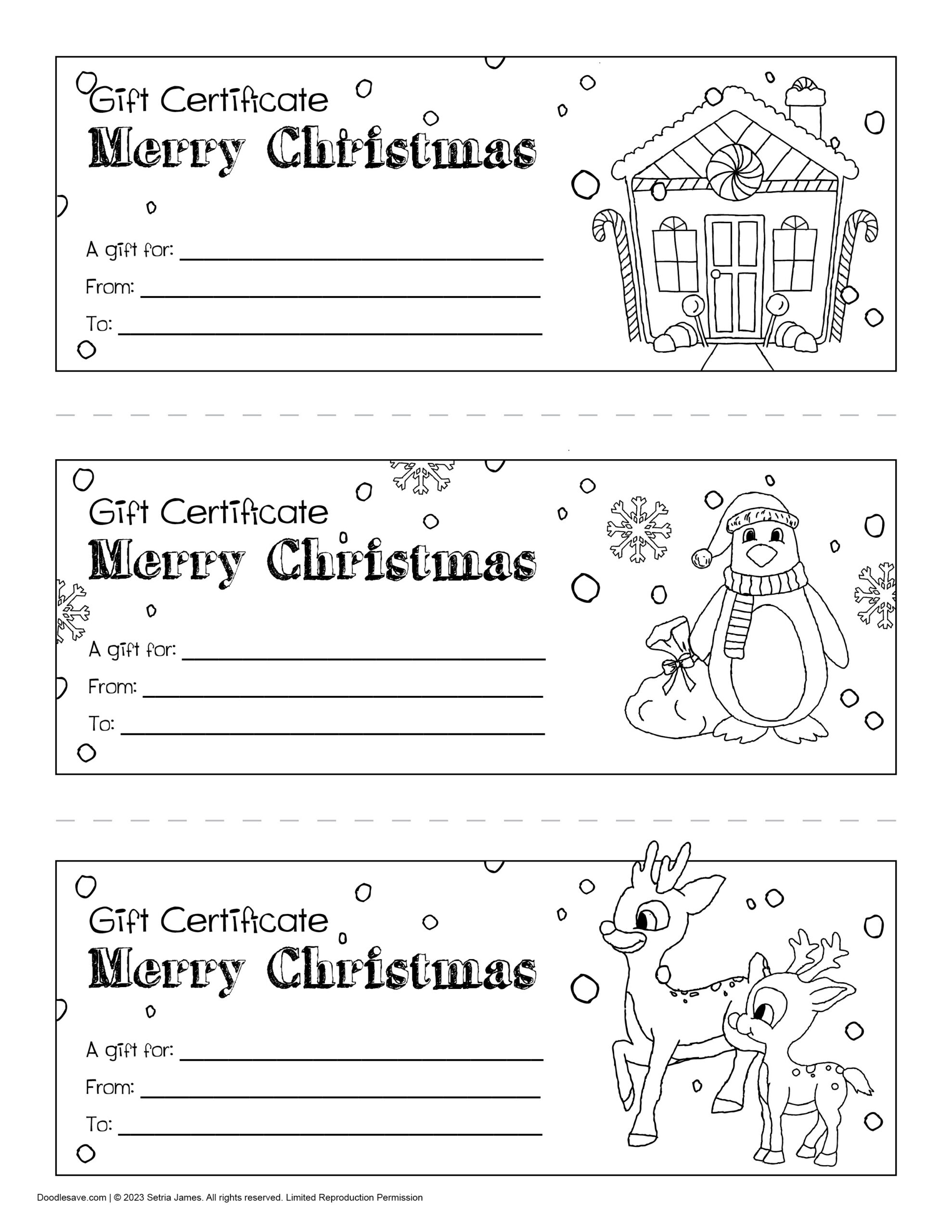 Free Printable Christmas Gift Certificate Colorable Holiday Gift throughout Printable Gift Certificates Free Christmas