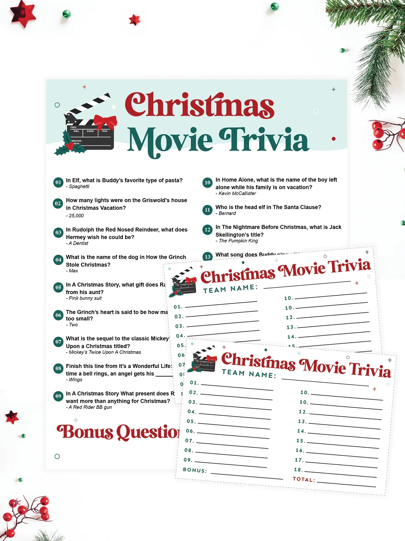 Free Printable Christmas Movie Trivia - Questions And Answers inside Christmas Trivia Printable With Answers