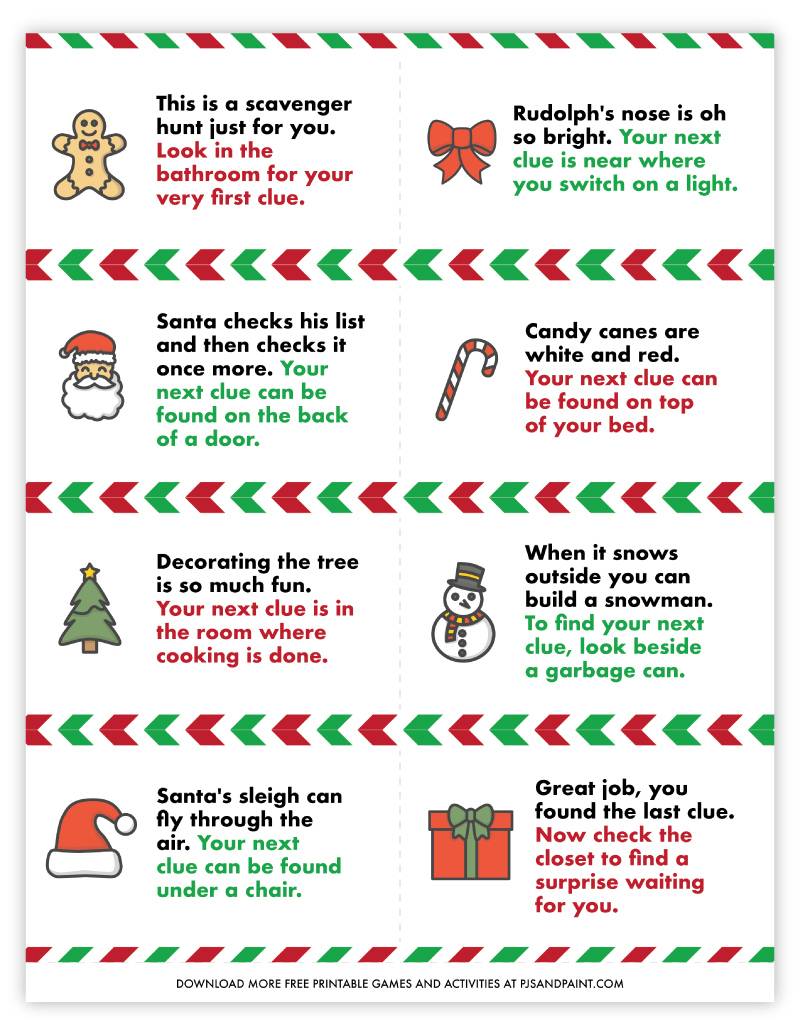 Free Printable Christmas Scavenger Hunt - Pjs And Paint regarding Christmas Scavenger Hunt Free Printables