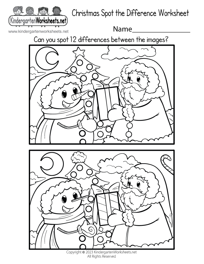 Free Printable Christmas Spot The Difference Worksheet intended for Spot The Difference Free Printable