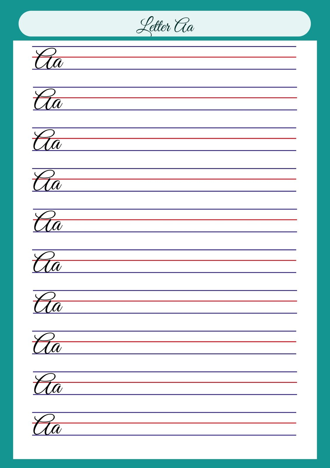 Free Printable Cursive Writing Worksheet Templates | Canva within Printable Free Cursive Writing Worksheets