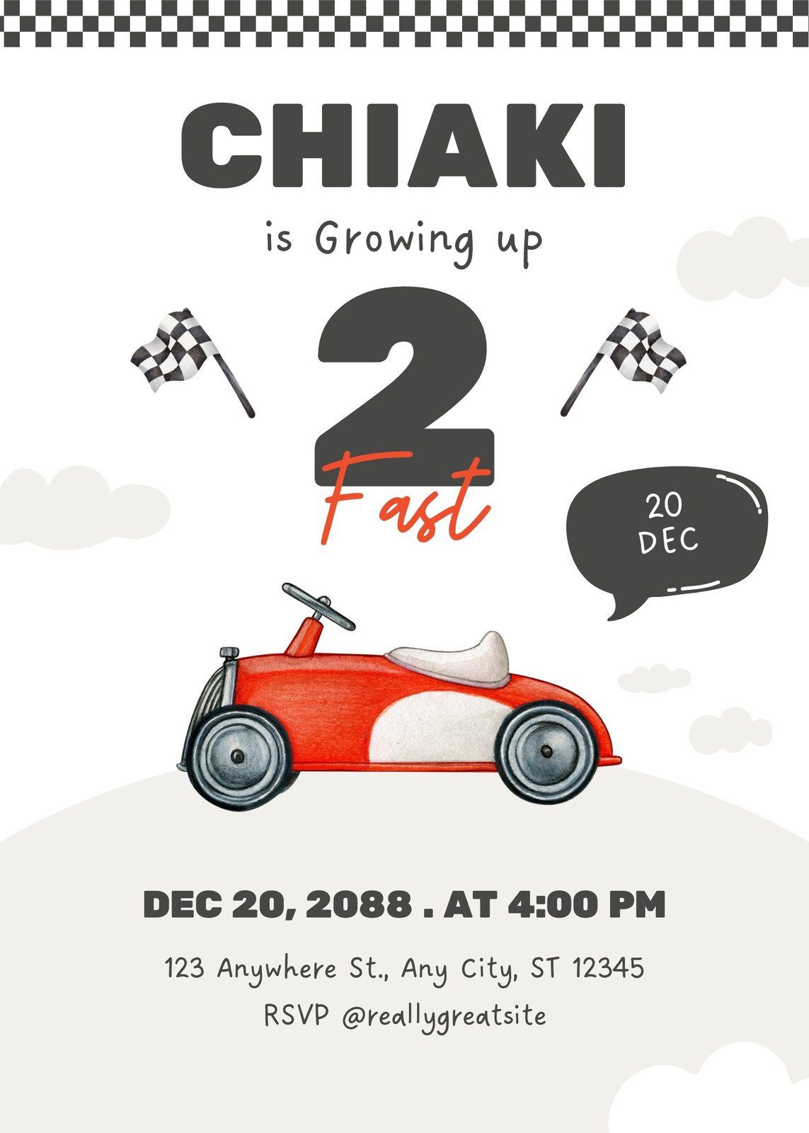 Free Printable, Customizable Car Invitation Templates | Canva throughout Printable Race Car Birthday Invitation Template Free