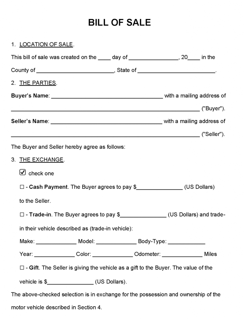 Free Printable & Customizable Motorcycle Bill Of Sale Form intended for Printable Bill Of Sale For Motorcycle