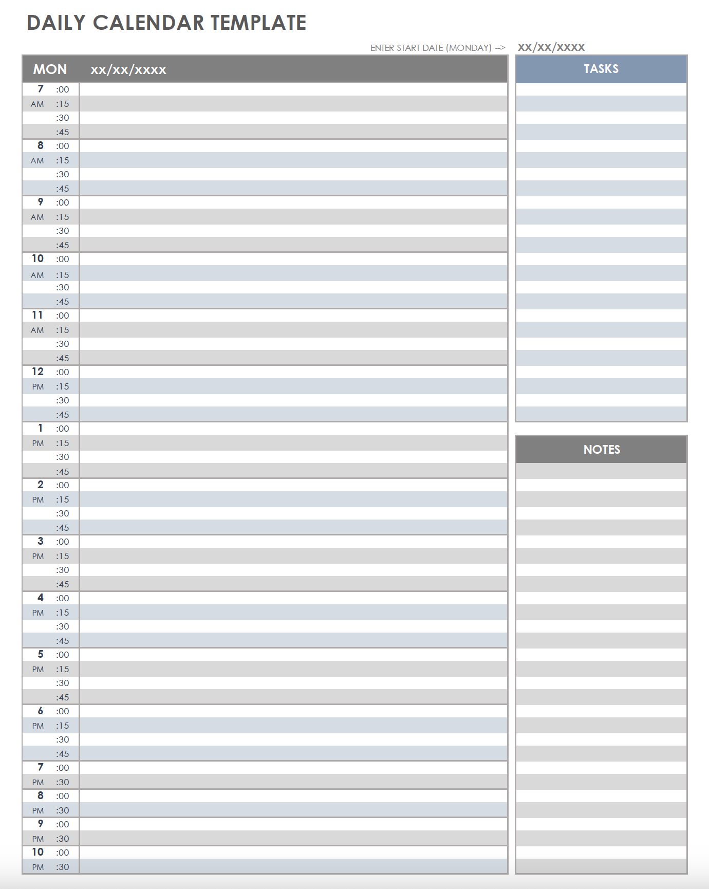 Free Printable Daily Calendar Templates intended for Printable Daily Planner With Time Slots