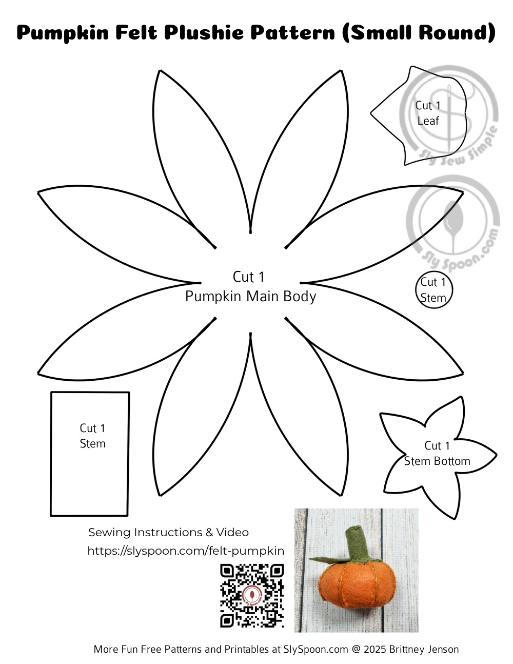 Free Printable Felt Pumpkin Sewing Pattern – Easy Hand Stitched with Free Printable Pumpkin Sewing Pattern