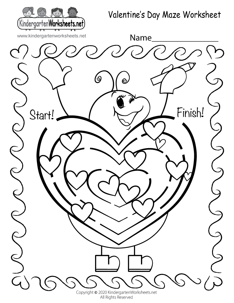 Free Printable Fun Valentine'S Day Maze Worksheet within Free Valentine Worksheets And Printables