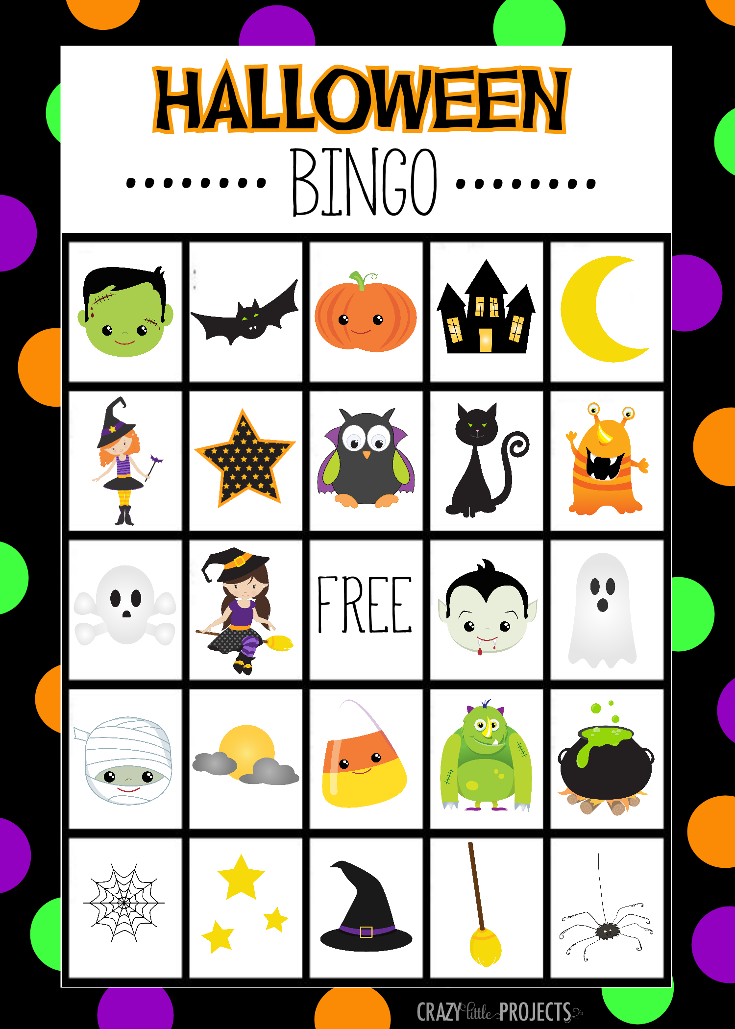 Free Printable Halloween Bingo Game - Crazy Little Projects with Free Printable Halloween Bingo Templates