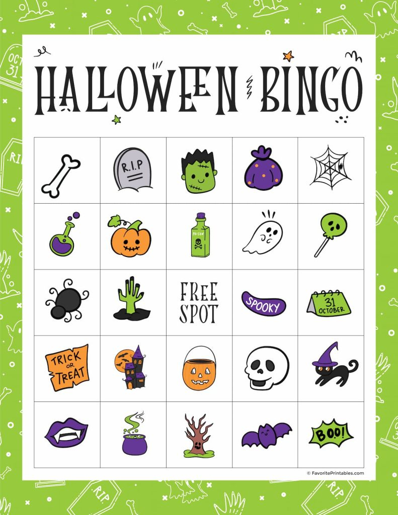 Free Printable Halloween Bingo Game - Favorite Printables in Free Printable Halloween Bingo Templates