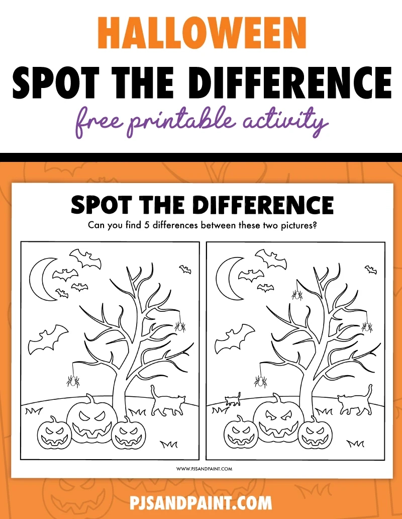 Free Printable Halloween Spot The Difference Activity for Spot The Difference Free Printable