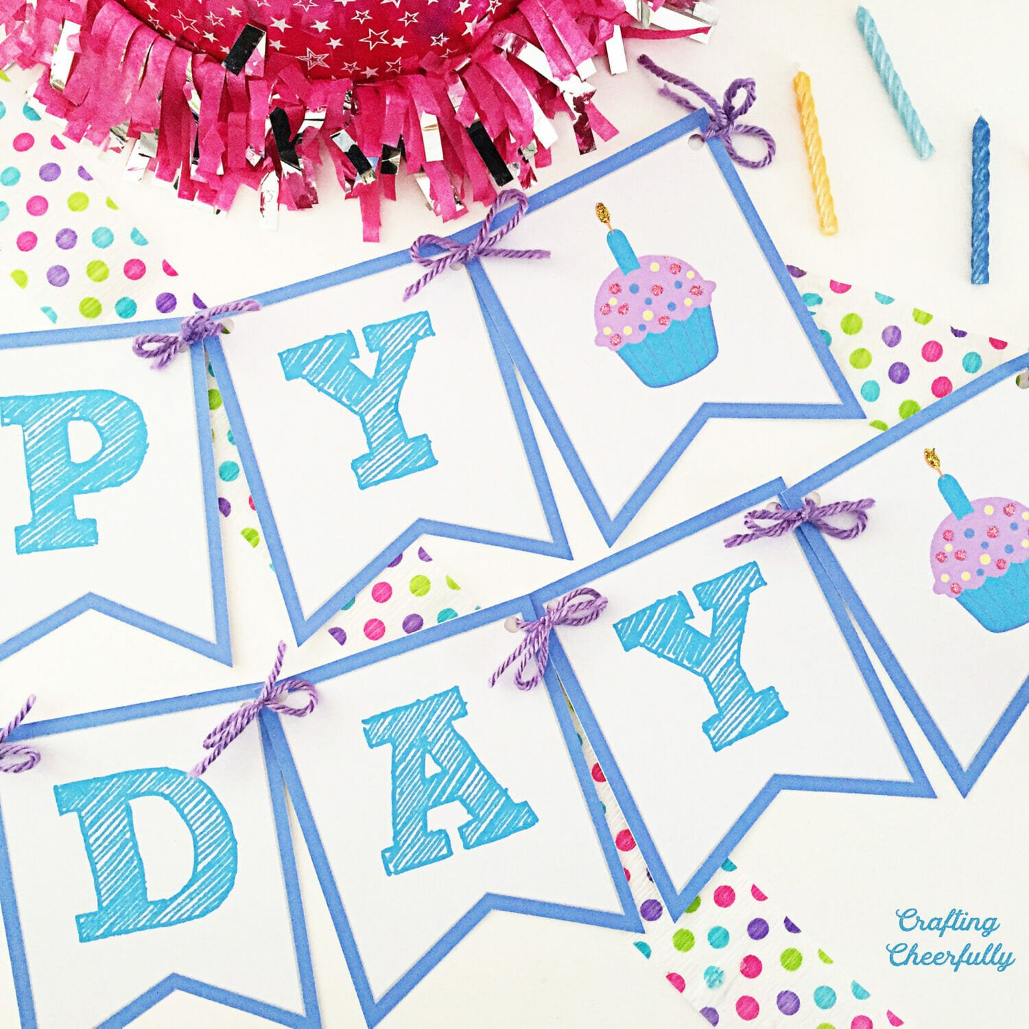 Free Printable Happy Birthday Banner! - Crafting Cheerfully pertaining to Free Printable Happy Birthday Banner