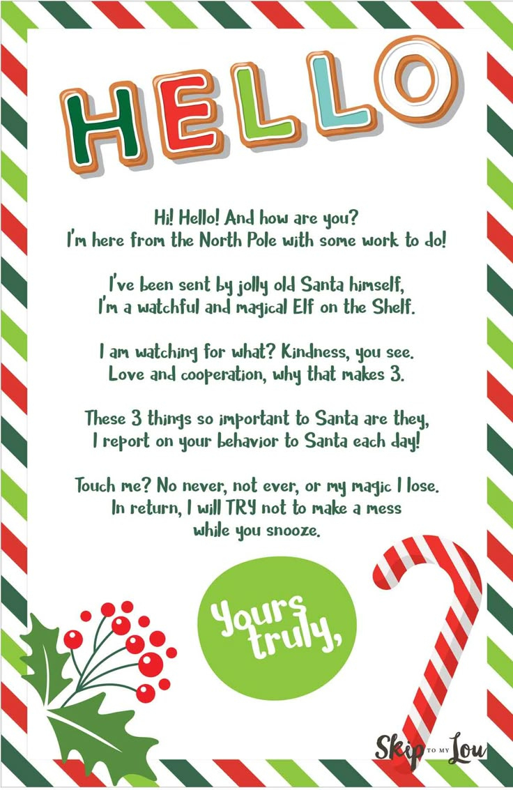 Free Printable Hello And Goodbye Elf Letters | Skip To My Lou throughout Printable Welcome Letter From Elf On The Shelf