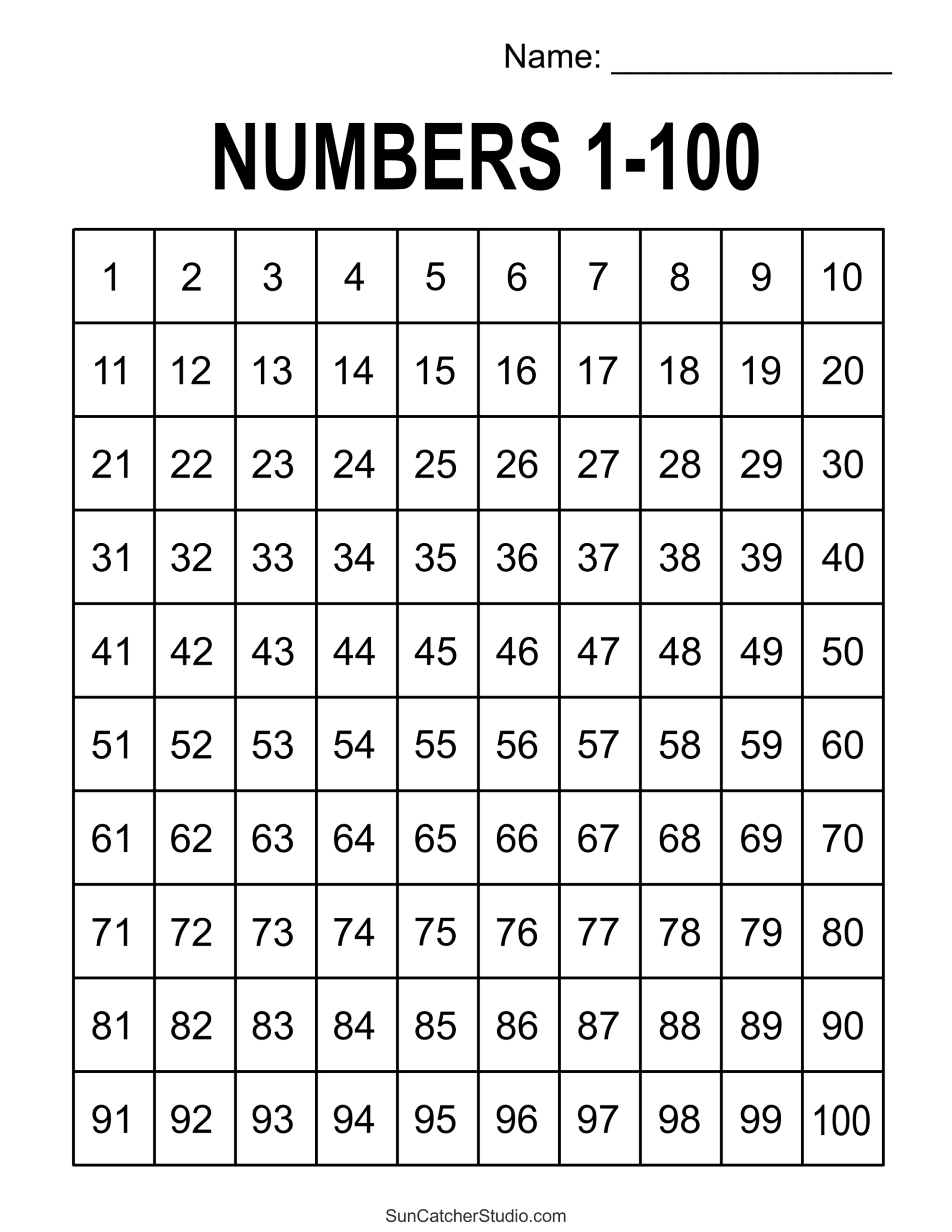 Free Printable Hundreds Charts (Numbers 1 To 100) – Free with Free Printable Hundreds Chart Printable