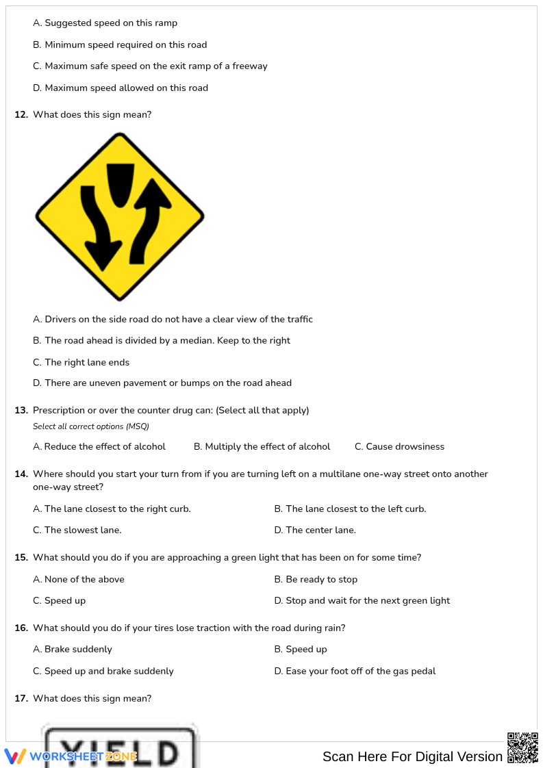 Free Printable Kentucky Dmv Practice Test 1 Part 1 with Printable Drivers Ed Practice Test