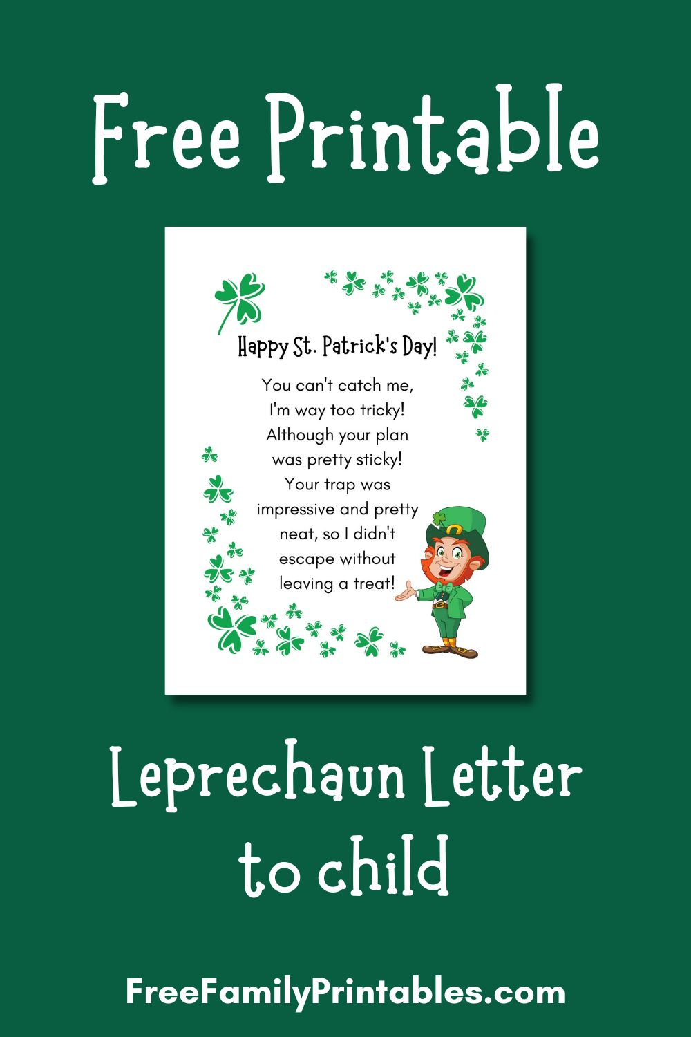 Free Printable Leprechaun Letter To Child - Making Frugal Fun regarding Note From Leprechaun Free Printable