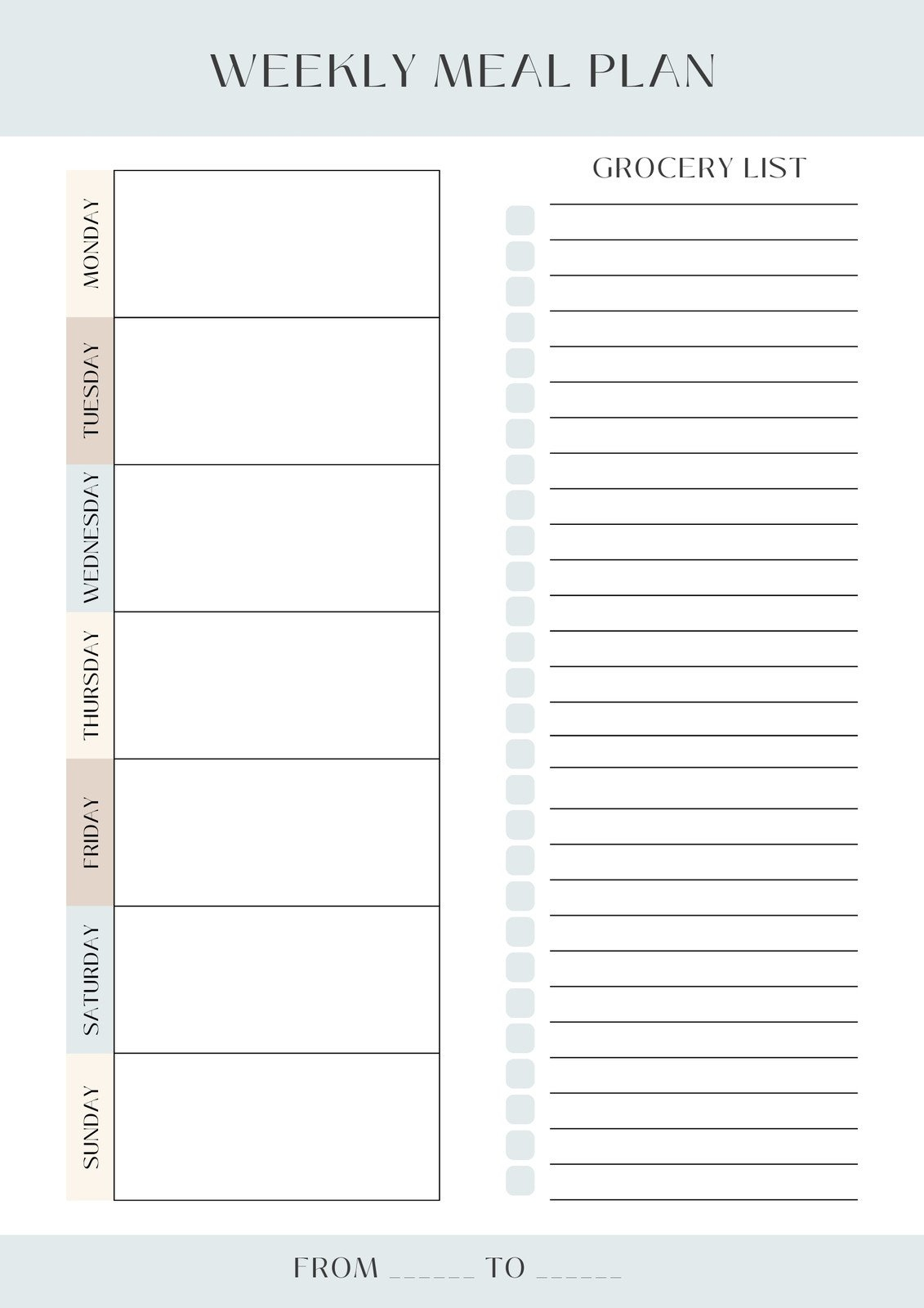 Free Printable Meal Planner Templates To Edit Online | Canva within 7 Day Weekly Meal Planner Printable