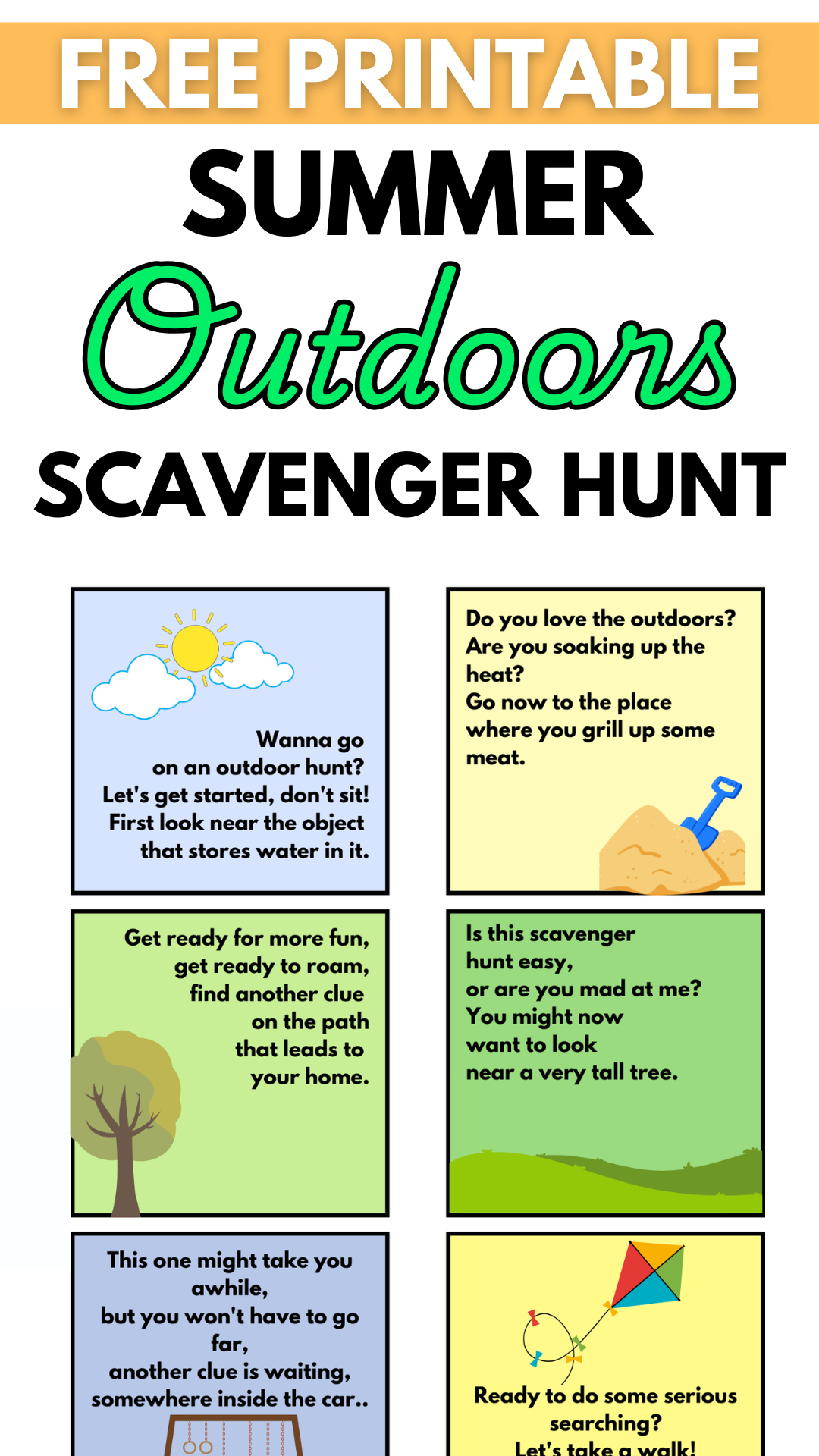 Free Printable Outdoor Scavenger Hunt Clues within Free Printable Treasure Hunt Clues