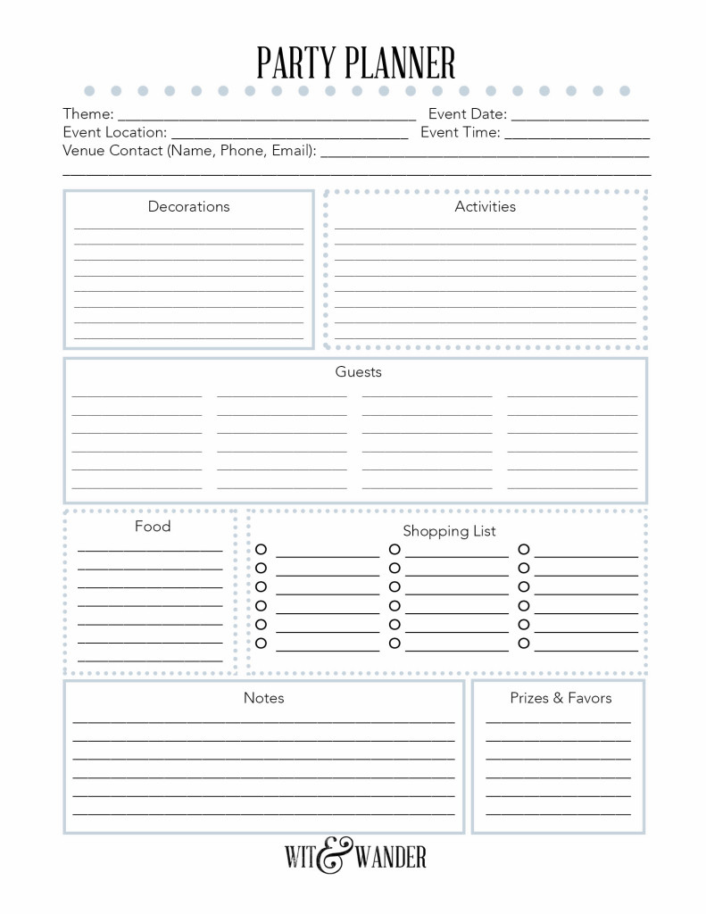 Free Printable} Party Planner - Our Handcrafted Life for Free Printable Party Planning Checklist