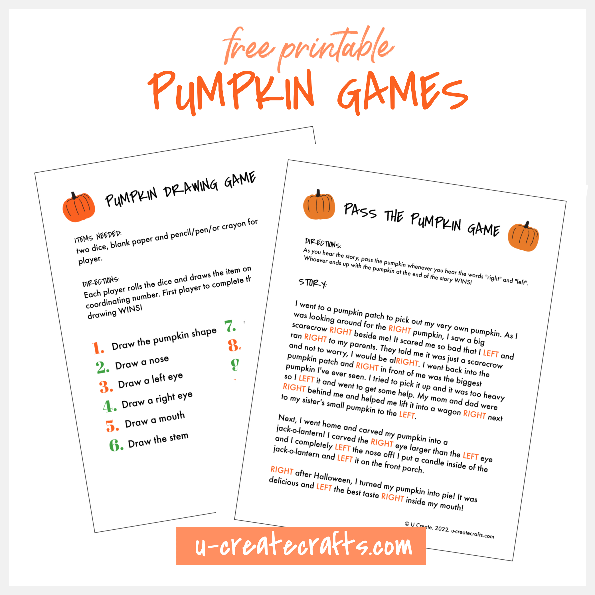 Free Printable Pumpkin Games - U Create throughout Pass The Pumpkin Game Free Printable