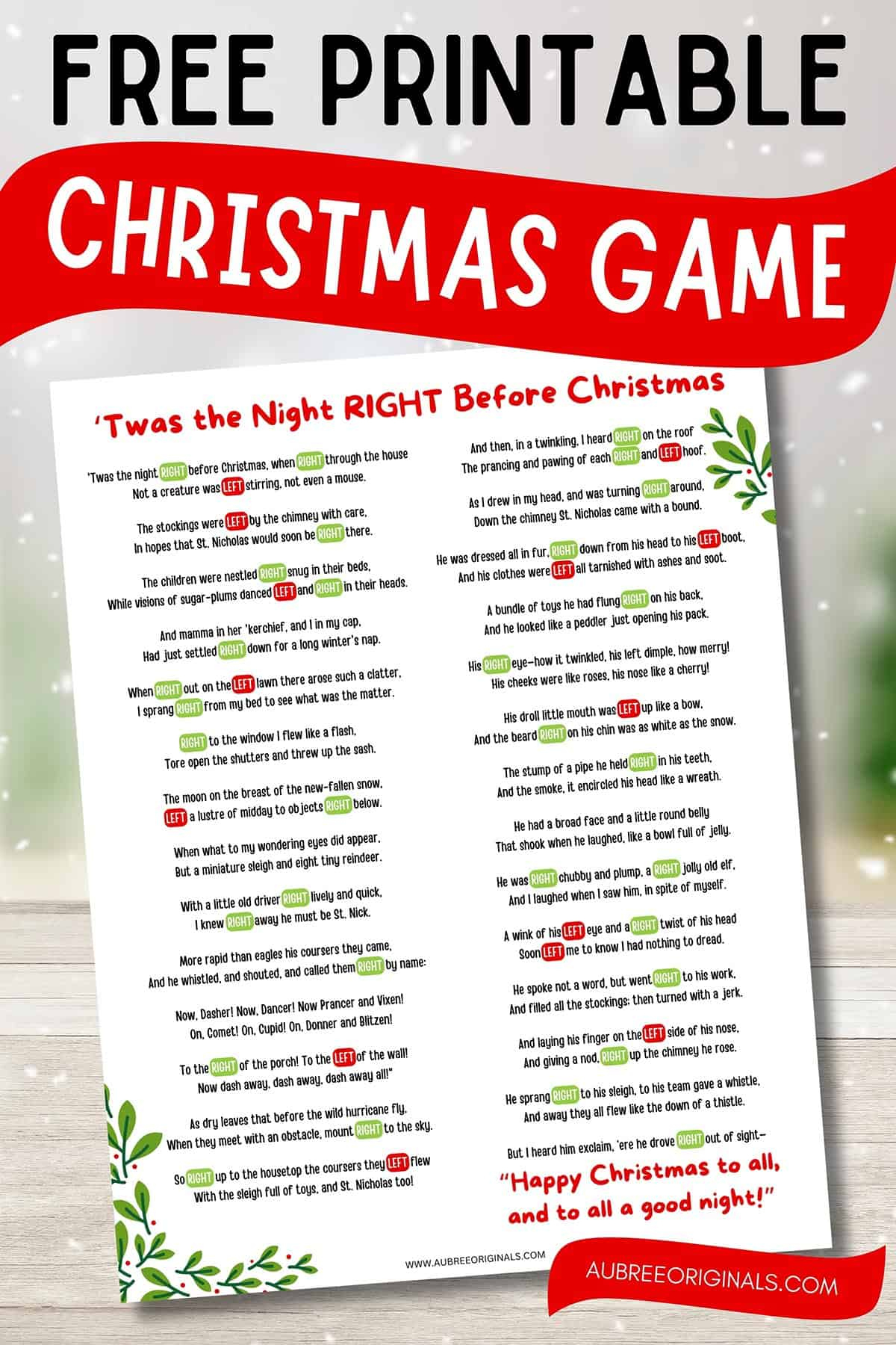 Free Printable Right Left Christmas Game Story - Aubree Originals intended for Left Right Across Christmas Game Free Printable