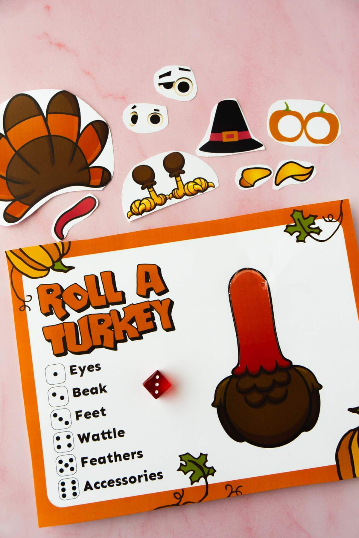 Free Printable Roll A Turkey Dice Game - Play Party Plan regarding Roll a Turkey Free Printable