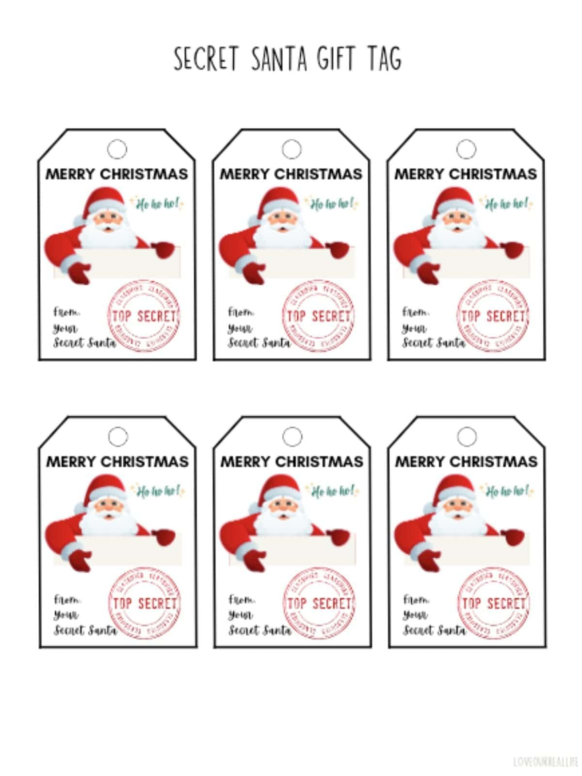Free Printable Santa Gift Tags (Download Instantly To Print throughout Secret Santa Gift Tags Printable Free