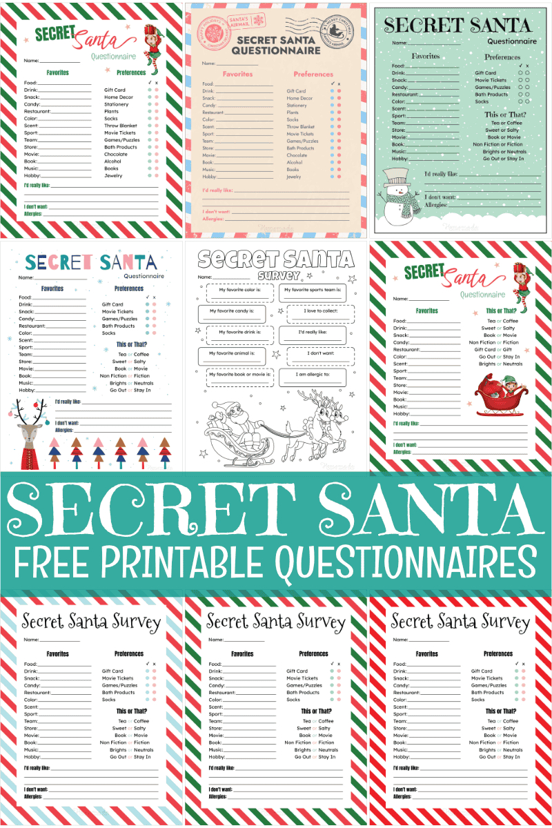 Free Printable Secret Santa Form with regard to Free Printable Secret Santa Questionnaire Form