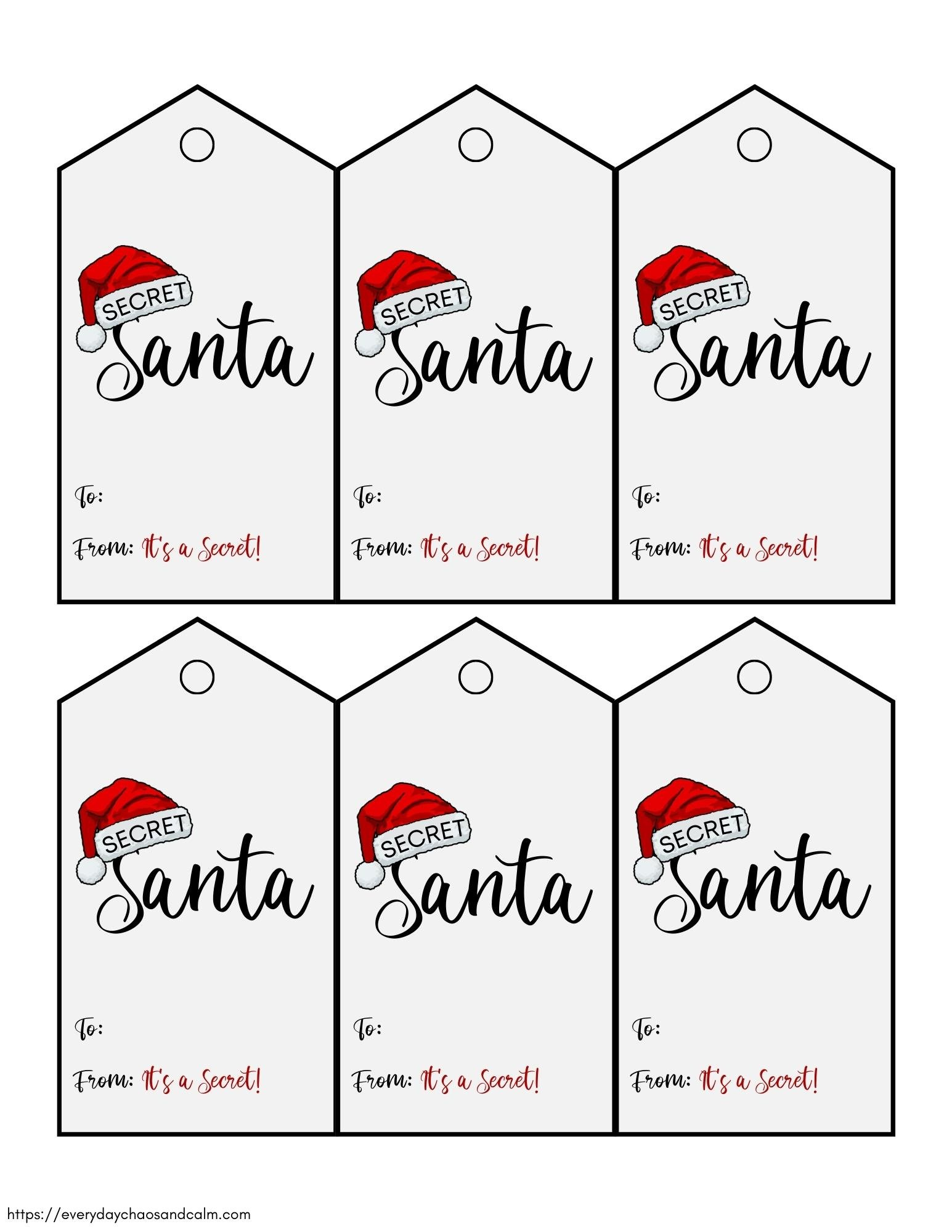 Free Printable Secret Santa Gift Tags in Secret Santa Gift Tags Printable Free