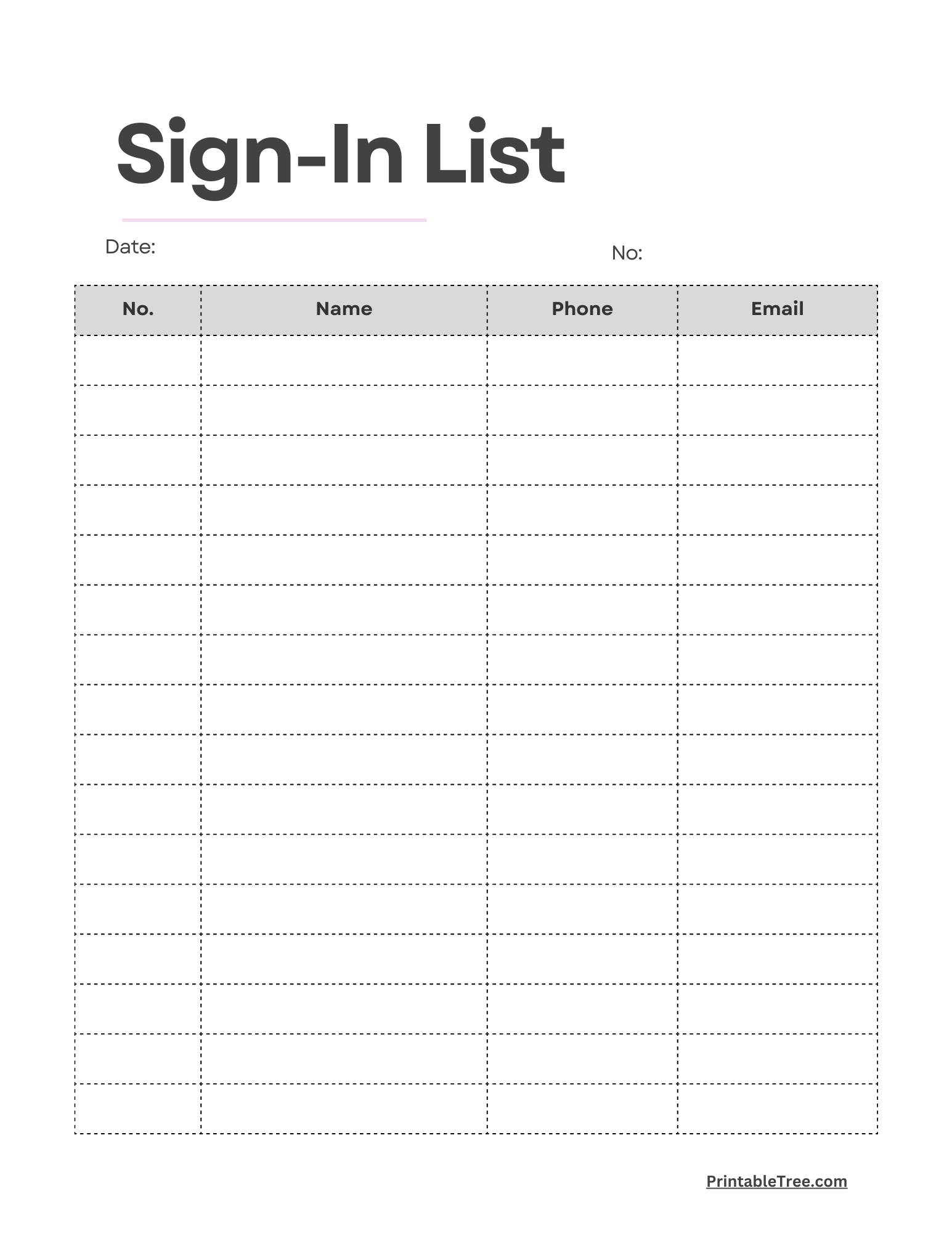 Free Printable Sign-Up And Sign-In Sheet Pdf Templates intended for Printable Sign In Sheet