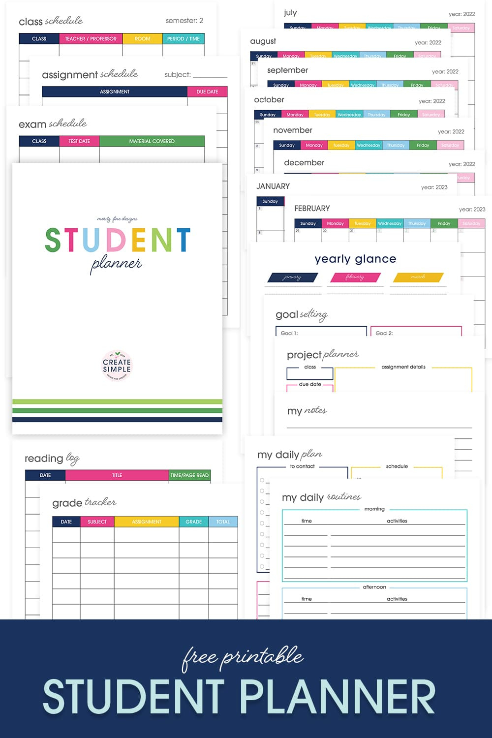 Free Printable Student Planner| Elementary, Junior, High School intended for Student Planner Printable Free