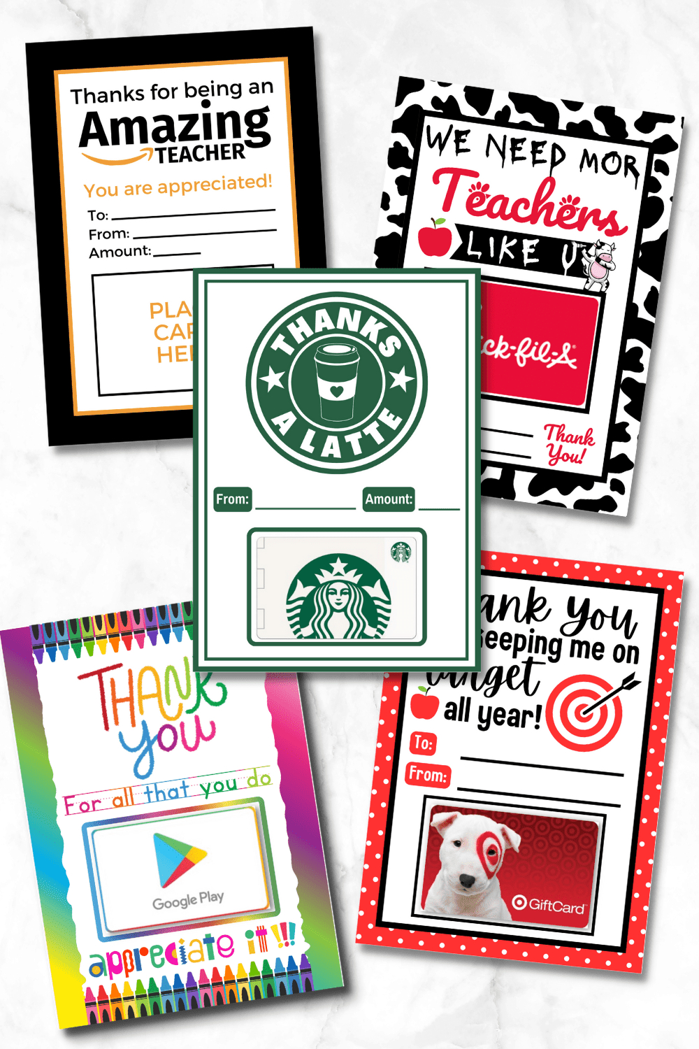 Free Printable Teacher Appreciation Gift Cards - Prudent Penny Pincher with regard to Teacher Gift Card Holder Free Printable