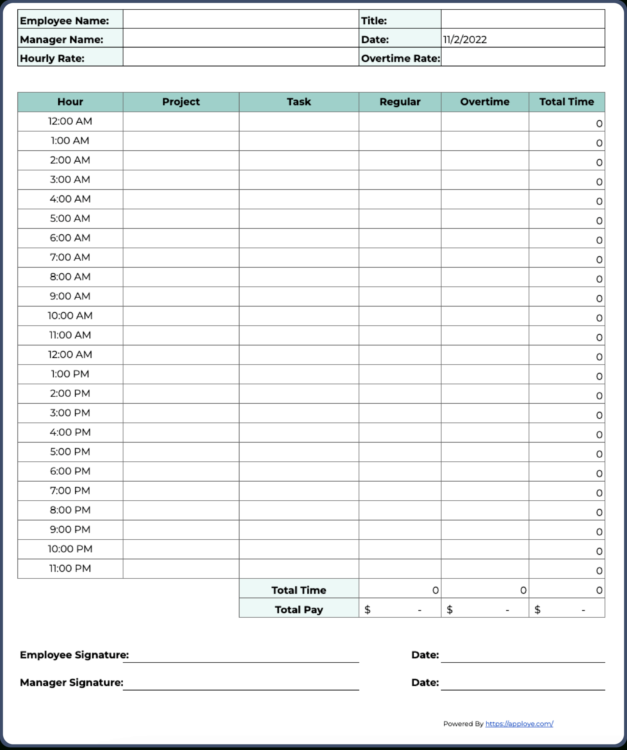 Free Printable Timesheet Templates (Excel, Word, Pdf) with regard to Printable Weekly Timesheet Template Word