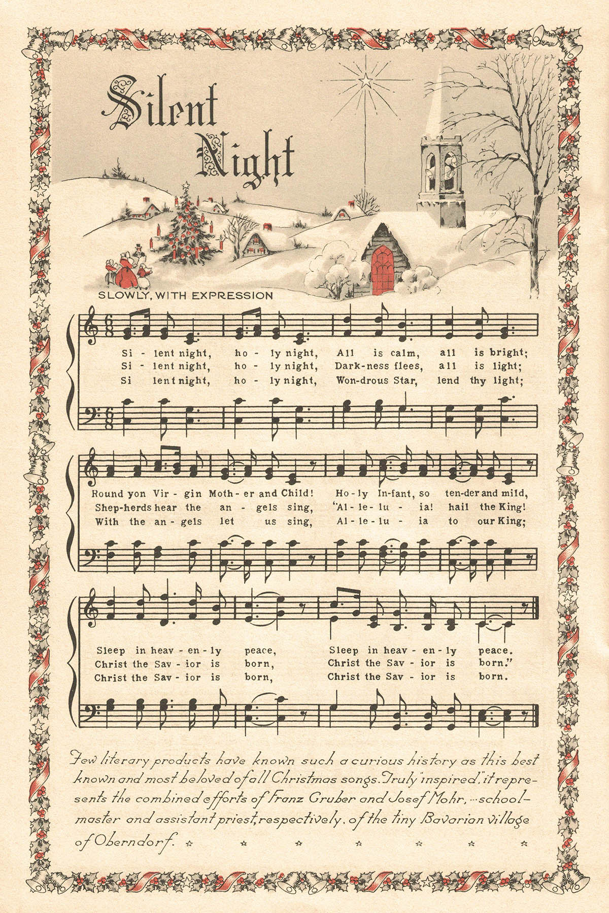 Free Printable Vintage Color Illustration Christmas Carols • Rose for Printable Vintage Christmas Sheet Music