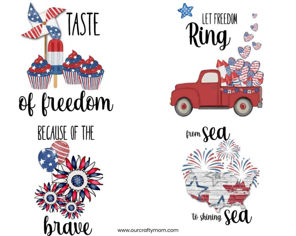 Free Printable Wall Art For 4Th Of July (Set Of 4 With Little Red inside Free Printable Fourth Of July