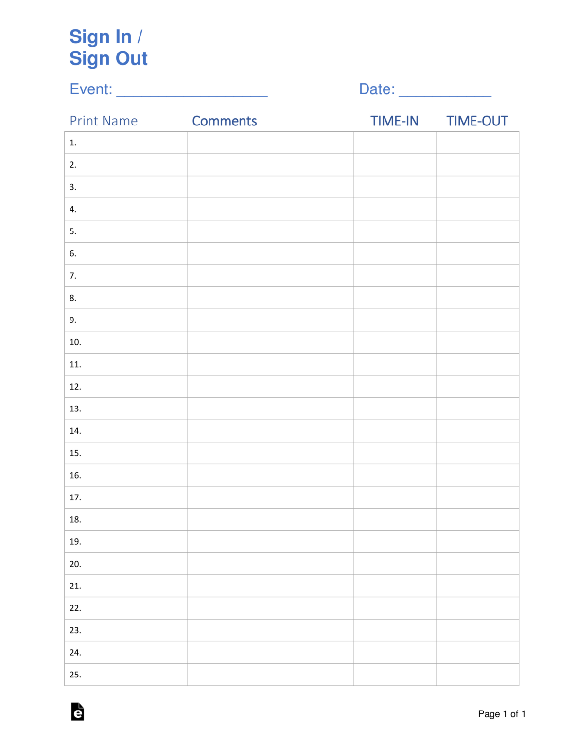 Sign In Blank Free Printables for Every Need | Stuff Printables