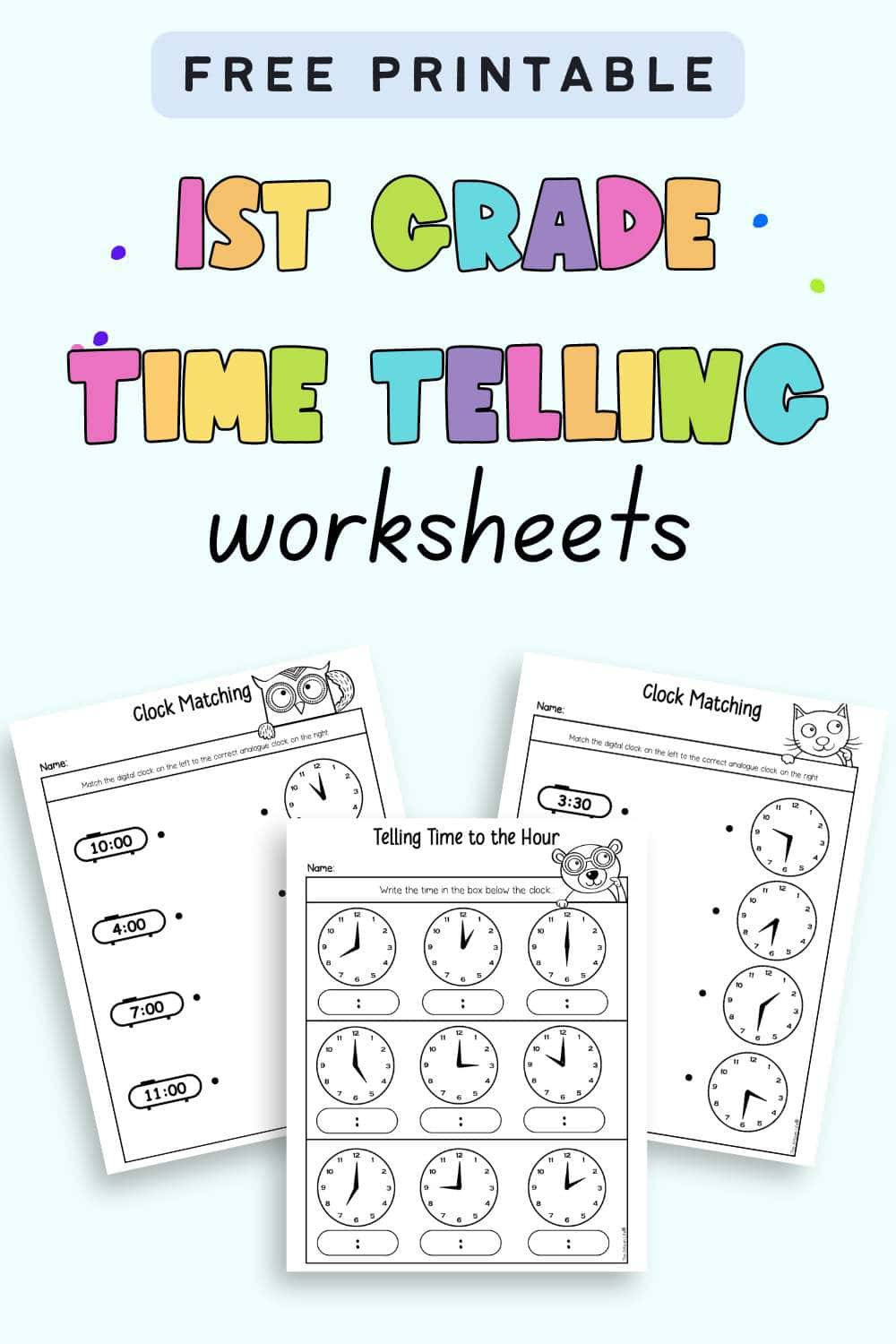 Free Telling Time First Grade Worksheets - The Artisan Life in Free Printable Worksheets For First Graders