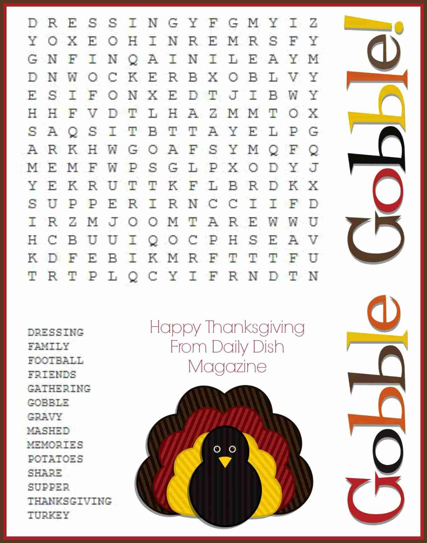 Free Thanksgiving Puzzles ~ Word Search And Maze Printable - Daily within Free Printable Thanksgiving Word Searches