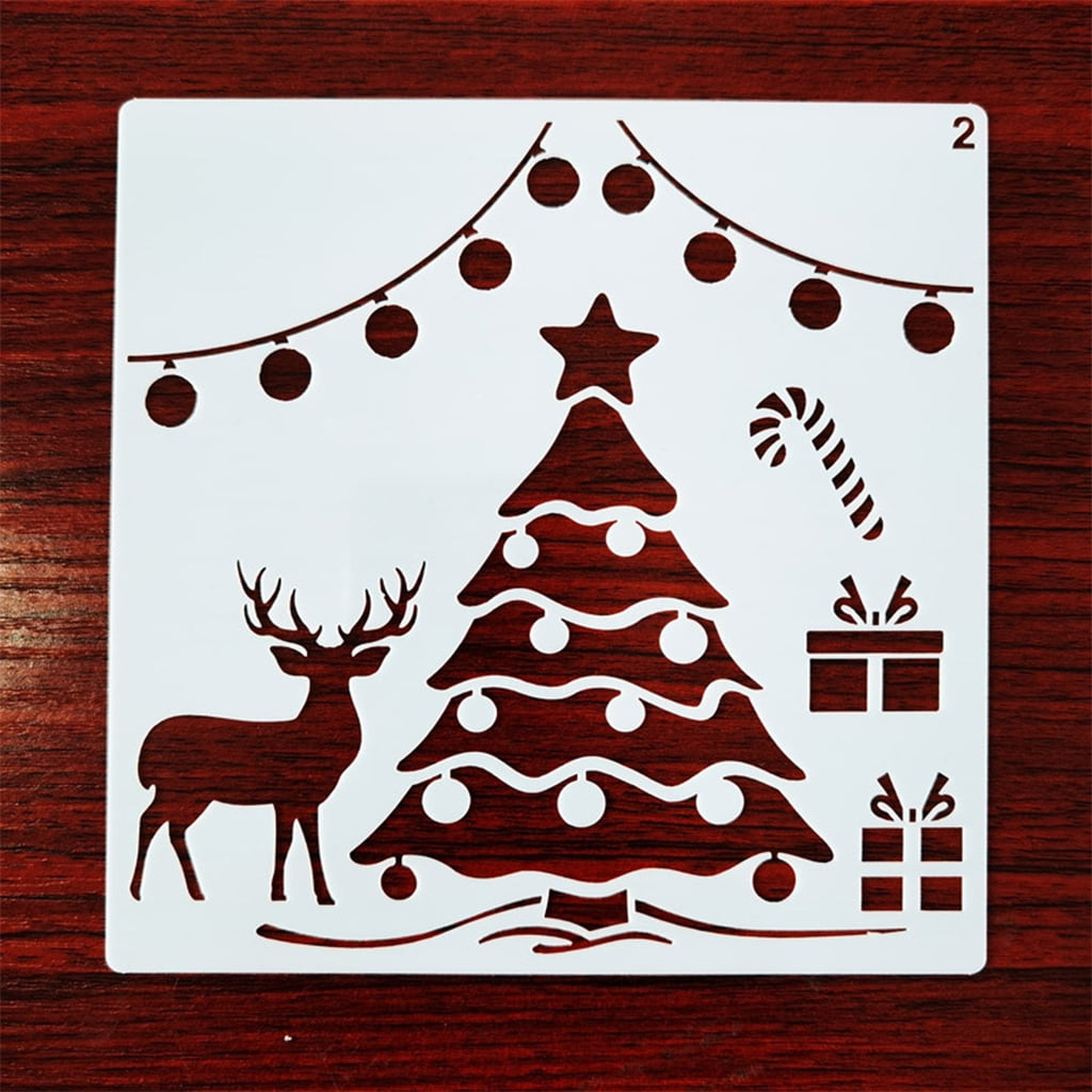Genema 12 Pieces Christmas Stencils Template Reusable Plastic within Printable Window Snow Spray Stencils
