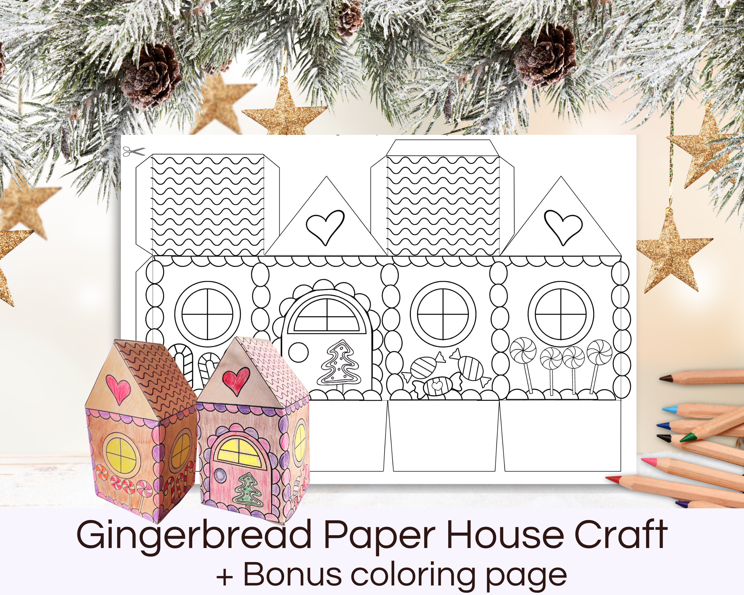 Gingerbread Paper House Template Printable Gingerbread House inside Paper Printable Gingerbread House Template