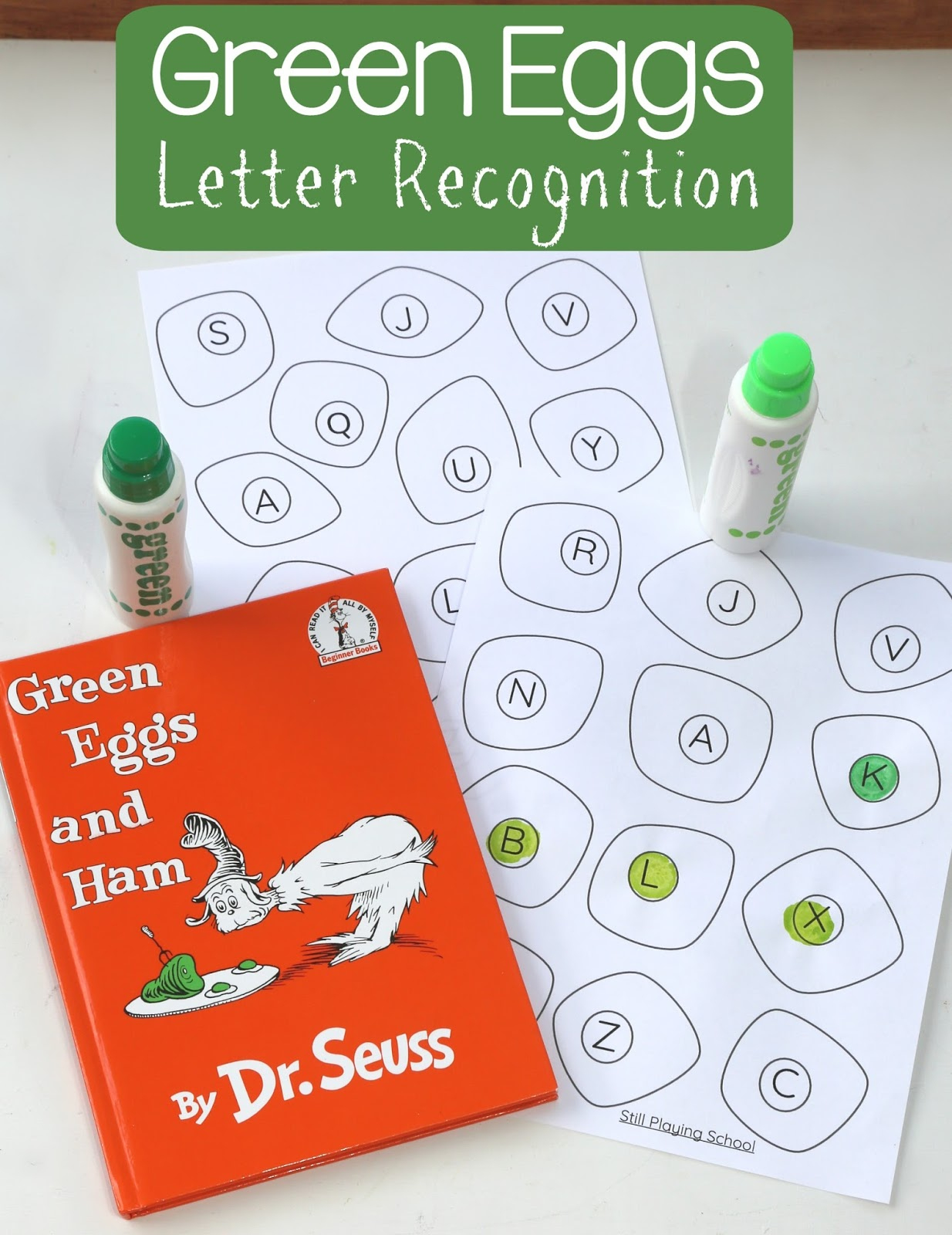 Green Eggs And Ham Letter Recognition | Still Playing School intended for Printable Green Eggs and Ham Activities