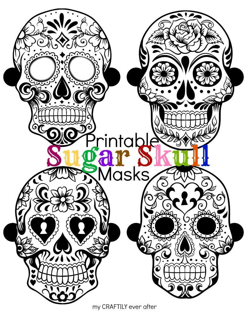 Halloween: Printable Sugar Skull Masks - See Vanessa Craft intended for Sugar Skull Template Printable Free
