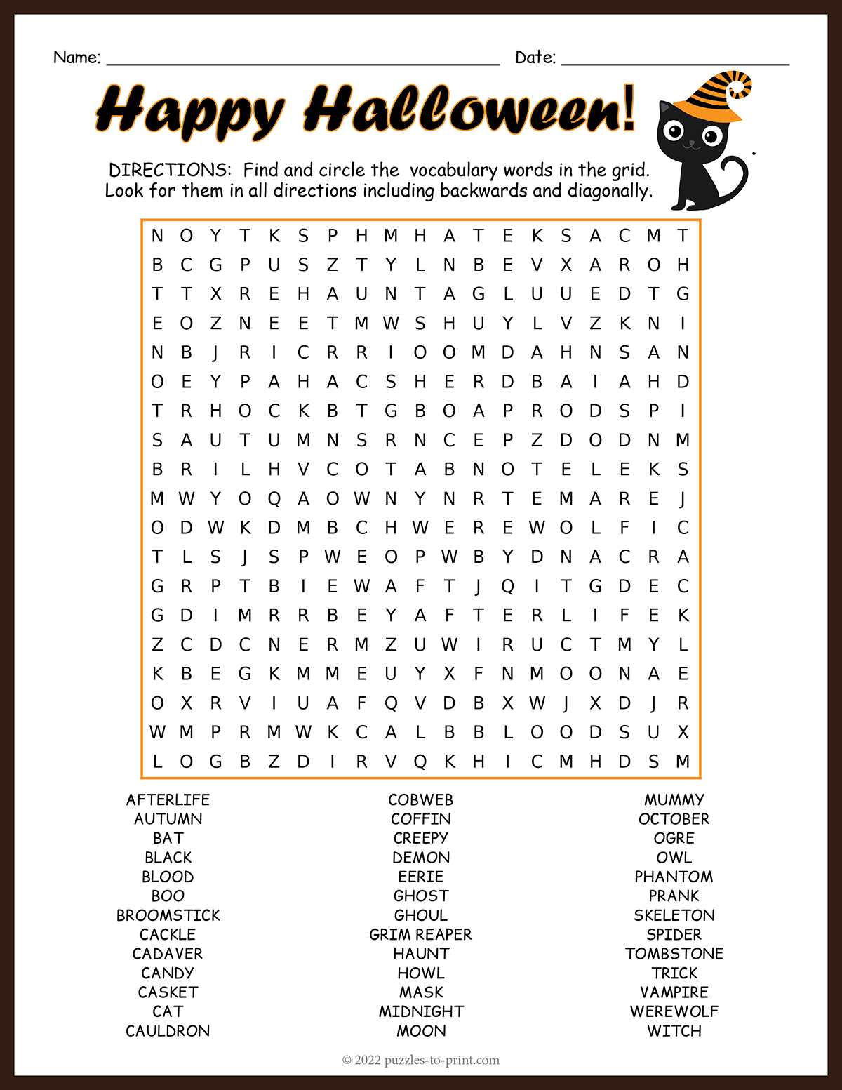 Halloween Word Search in Halloween Word Search Puzzles Free Printable