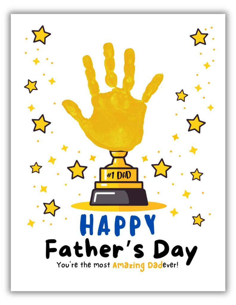 Happy Father'S Day Handprint Art (Free Printable) - Mindymakes regarding Free Printable Fathers Day Crafts