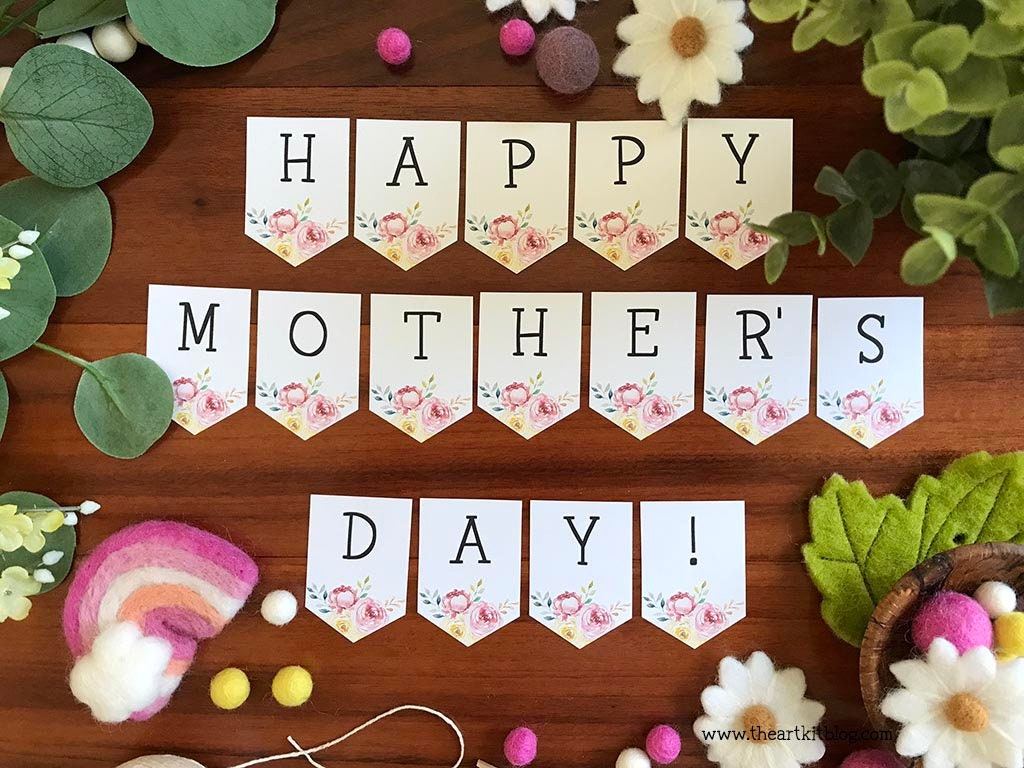 Happy Mother'S Day Printable Banner, Party Bunting, Mom Garland with regard to Happy Mothers Day Banner Printable