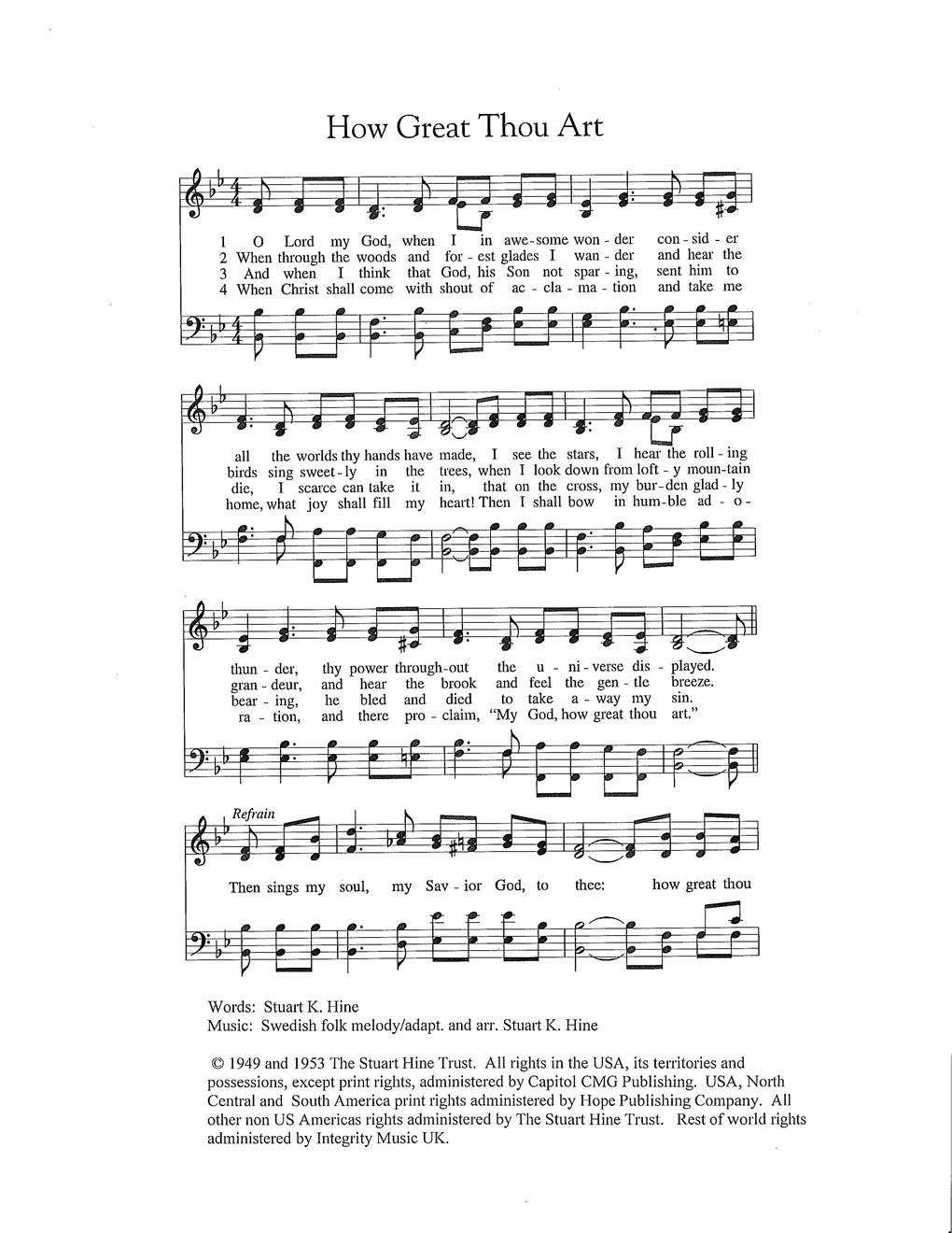 How Great Thou Art - Hope Publishing Company inside Free Printable How Great Thou Art Hymn
