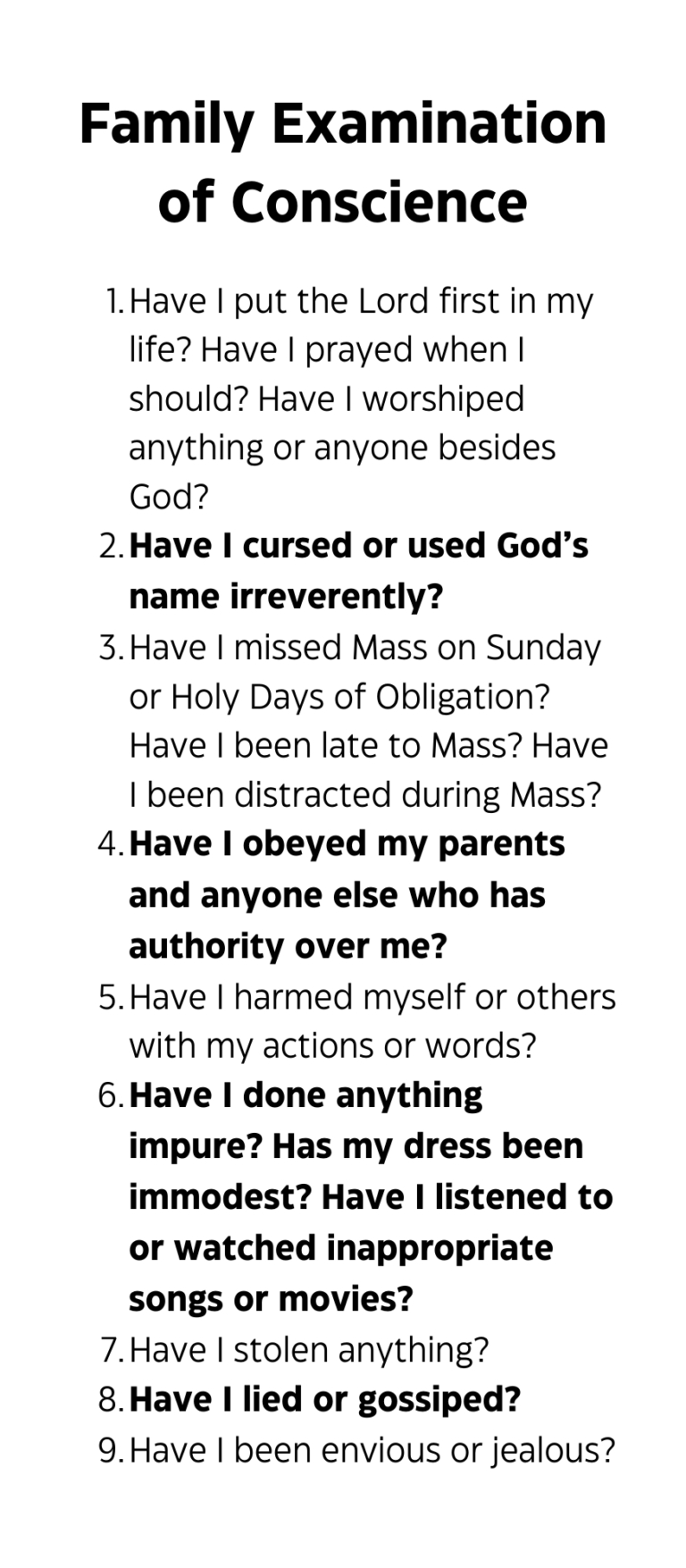 How To Prepare Children For The First Sacrament Of Reconciliation for Children'S Examination Of Conscience Printable