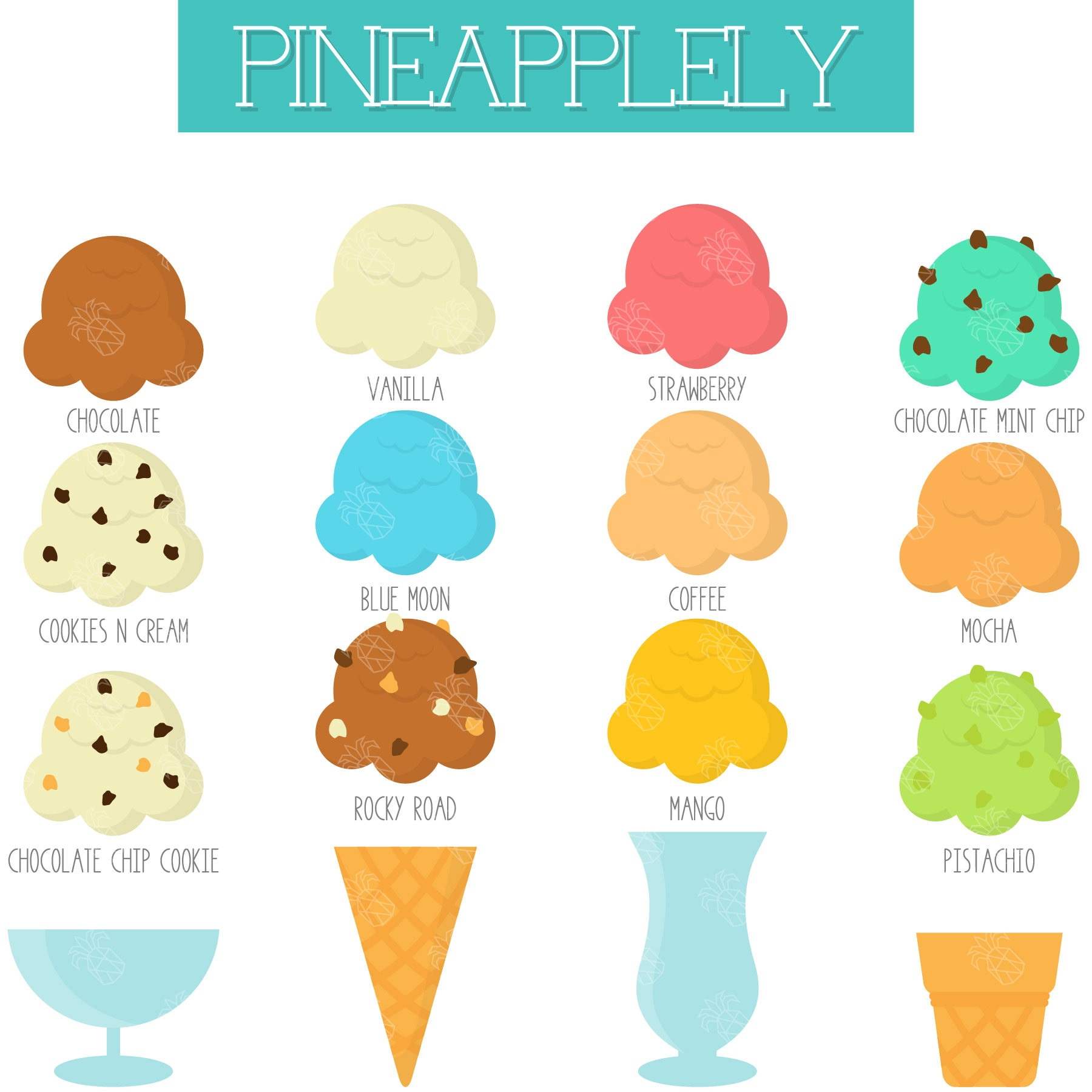 Ice Cream Scoops, Ice Cream Dessert, Summer Fun Digital Clip Art throughout Printable Ice Cream Scoop Clipart