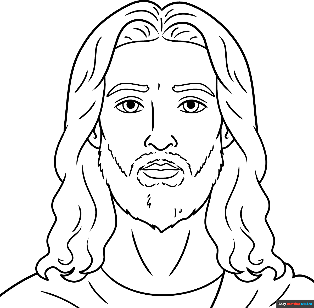 Jesus Face Coloring Page | Easy Drawing Guides in Free Printable Pictures of Jesus