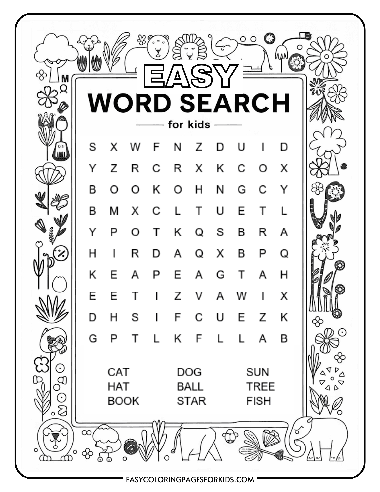 Kindergarten Easy Word Search For Kids (2 Free Pdf Pages) - Easy for Free Word Search Printable For Kids